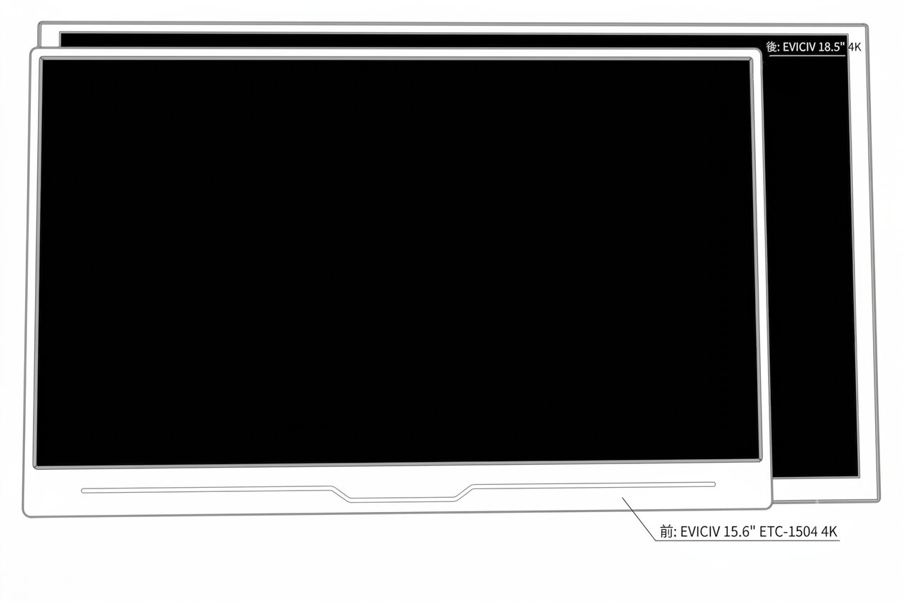 EVICIV モバイルモニター4K 18.5インチと15.6インチ比較